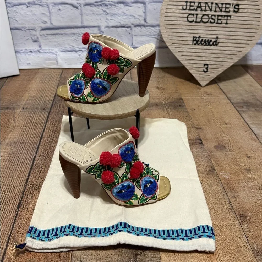 Tory Burch Ellis Embroidered Mules